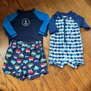Janie and Jack Navy and Blue Kids Swim One Piece